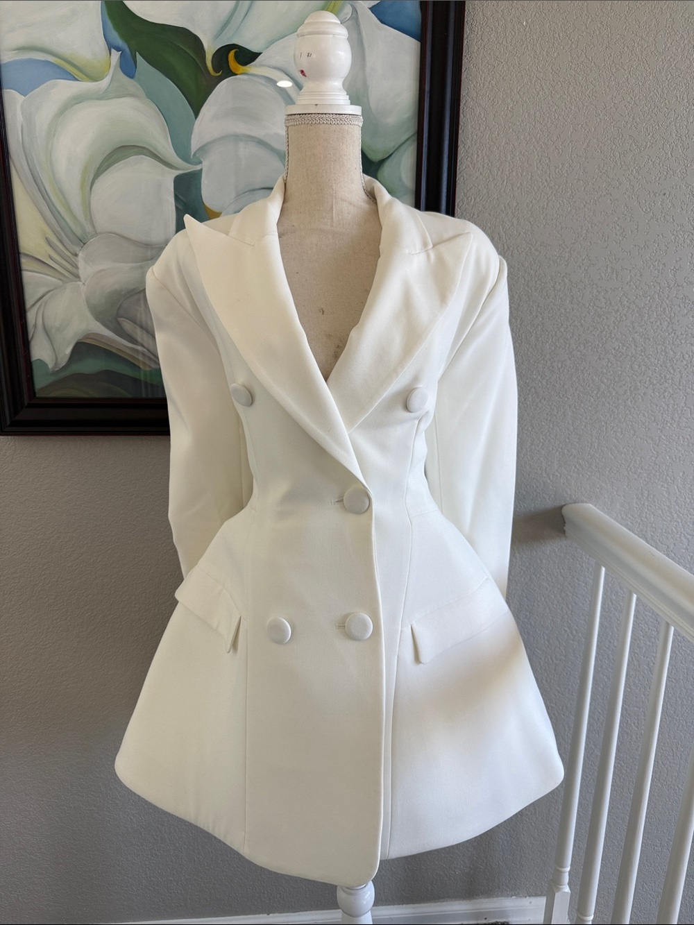 Bardot Janna Long Sleeve Double Breasted Hourglass Coat Dress Orchid White XL
